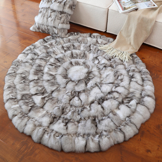 High-end luxury fox fur rug
